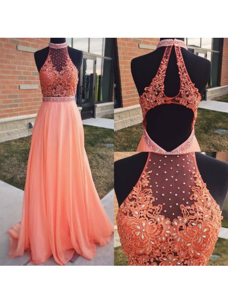 A-Line Beaded Lace Long Prom Evening Party Dresses 99602618