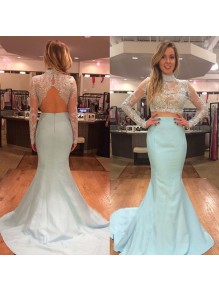 Long Sleeves Two Pieces Mermaid Beaded Lace Prom Evening Party Dresses 99602621