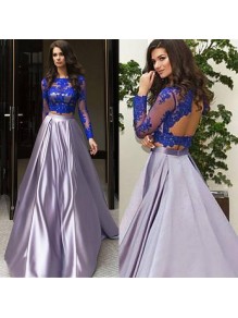 Two Pieces Long Sleeves Lace Prom Evening Party Dresses 99602626 Two Pieces Long Sleeves Lace Prom Evening Party Dresses 99602626