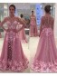 Long Sleeves Pink Lace Appliques Prom Evening Party Dresses 99602629