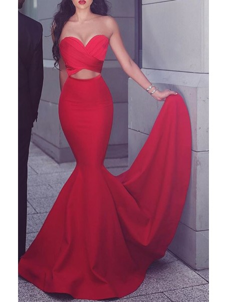 Long Red Mermaid Sweetheart Prom Evening Party Dresses 99602630