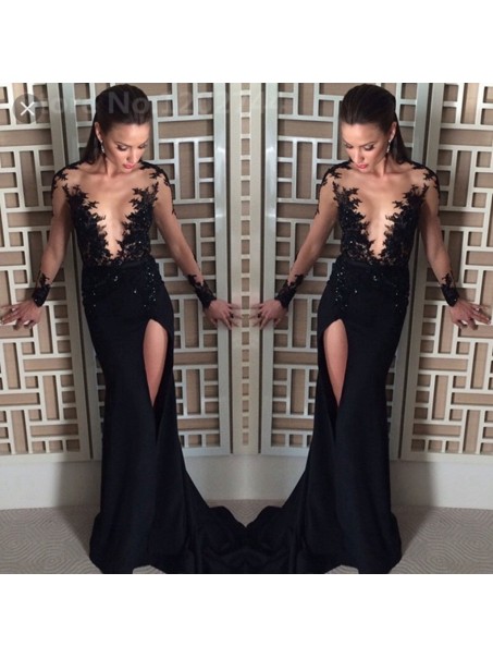 Sexy Long Sleeves Lace Prom Evening Party Dresses 99602634