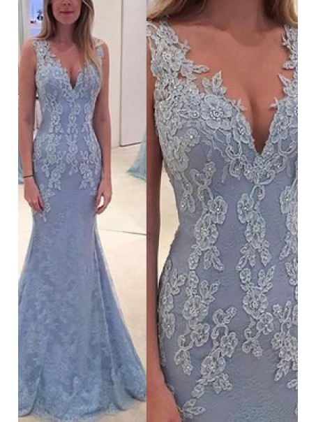 Mermaid V-Neck Lace Long Prom Evening Party Dresses 99602637 Mermaid V-Neck Lace Long Prom Evening Party Dresses 99602637
