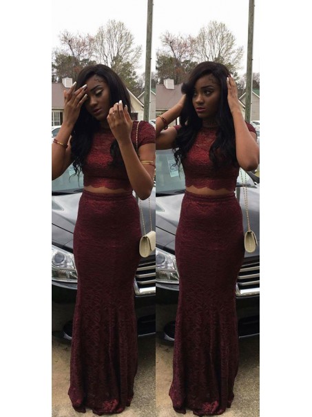 Two Pieces Lace Prom Evening Party Dresses 99602638
