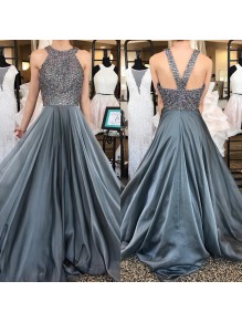 A-Line Beaded Long Prom Evening Party Dresses 99602647