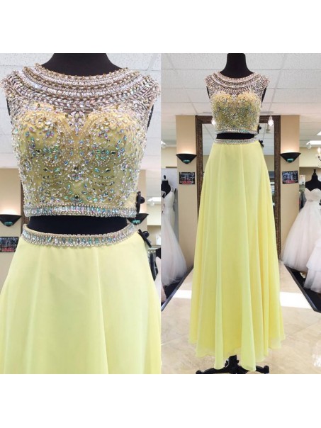 Beaded Two Pieces Long Yellow Prom Evening Party Dresses 99602649 Beaded Two Pieces Long Yellow Prom Evening Party Dresses 99602649