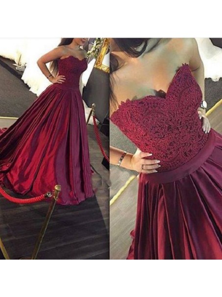 Ball Gown Sweetheart Lace Appliques Long Prom Evening Party Dresses 99602654