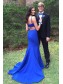 Long Blue Beaded Mermaid Prom Evening Party Dresses 99602655