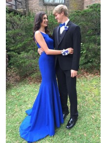 Long Blue Beaded Mermaid Prom Evening Party Dresses 99602655