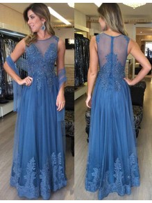 Long Blue Beaded Lace Appliques Prom Evening Party Dresses 99602662 Long Blue Beaded Lace Appliques Prom Evening Party Dresses 99602662