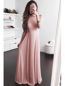 Long Pink Chiffon Prom Evening Party Dresses 99602680 Long Pink Chiffon Prom Evening Party Dresses 99602680