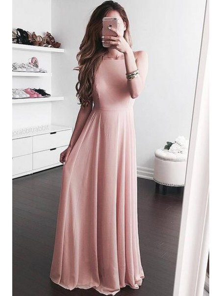 Long Pink Chiffon Prom Evening Party Dresses 99602680 Long Pink Chiffon Prom Evening Party Dresses 99602680