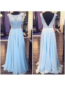 Long Blue Beaded Lace Appliques Prom Evening Party Dresses 99602685