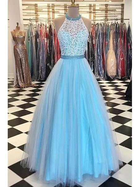 Ball Gown Halter Long Prom Evening Party Dresses 99602686