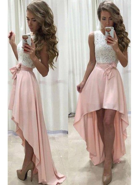 High Low Lace White Pink Prom Evening Party homecoming Graduation Dresses 99602691
