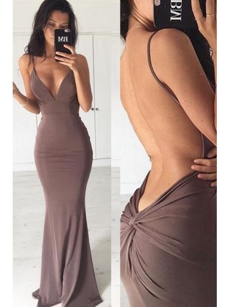 Sexy Backless Mermaid V-Neck Long Prom Evening Party Dresses 99602694