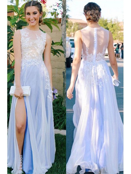 Elegant Illusion Neckline Lace Chiffon Long Prom Evening Party Dresses 99602695 Elegant Illusion Neckline Lace Chiffon Long Prom Evening Party Dresses 99602695