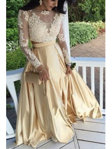 Long Sleeves Lace Appliques Two Pieces Prom Evening Party Dresses 99602699 Long Sleeves Lace Appliques Two Pieces Prom Evening Party Dresses 99602699