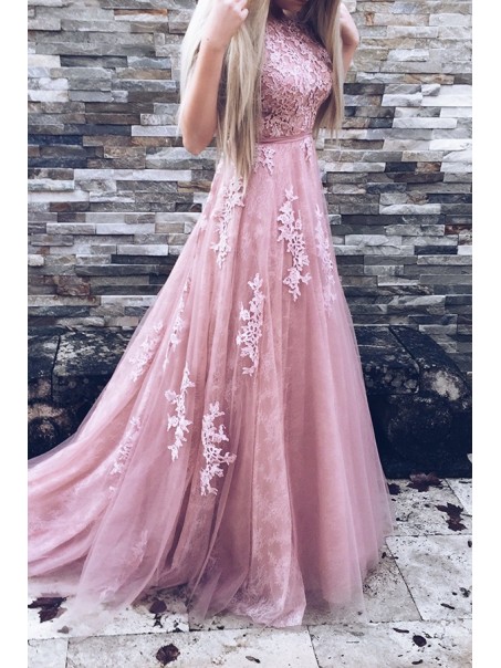 Elegant Lace and Tulle Long Prom Evening Party Dresses 99602708