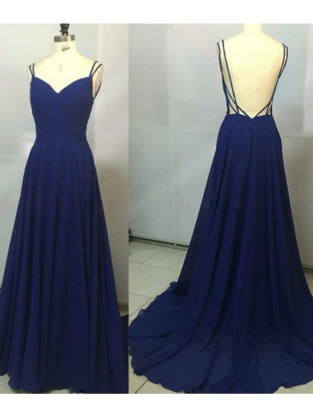 Long Blue Chiffon Prom Evening Party Dresses 99602718