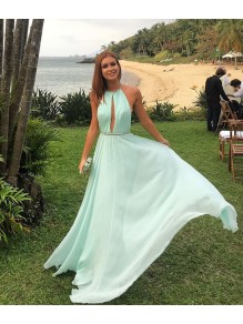Elegant Chiffon Halter Long Prom Dresses Party Evening Gowns 99602742