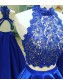 Long Blue Two Pieces Beaded Lace Prom Dresses Party Evening Gowns 99602758 Long Blue Two Pieces Beaded Lace Prom Dresses Party Evening Gowns 99602758