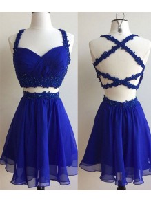 Short Two Pieces Royal Blue Beaded Lace Appliques Prom Homecoming Graduation Dresses 99602765 Short Two Pieces Royal Blue Beaded Lace Appliques Prom Homecoming Graduation Dresses 99602765