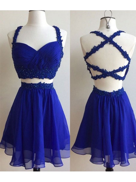 Short Two Pieces Royal Blue Beaded Lace Appliques Prom Homecoming Graduation Dresses 99602765 Short Two Pieces Royal Blue Beaded Lace Appliques Prom Homecoming Graduation Dresses 99602765