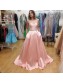 A-Line Long Pink Sweetheart Beaded Prom Formal Evening Party Dresses 99602776