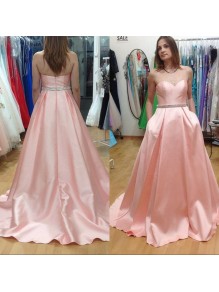 A-Line Long Pink Sweetheart Beaded Prom Formal Evening Party Dresses 99602776 A-Line Long Pink Sweetheart Beaded Prom Formal Evening Party Dresses 99602776
