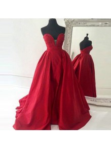 Ball Gown Sweetheart Long Red Prom Formal Evening Party Dresses 99602780