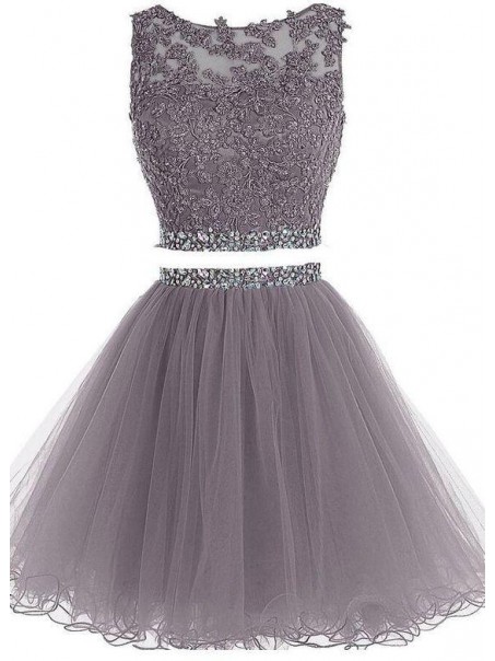 Beaded Lace Appliques Two Pieces Short Homecoming Prom Party Dresses 99602787