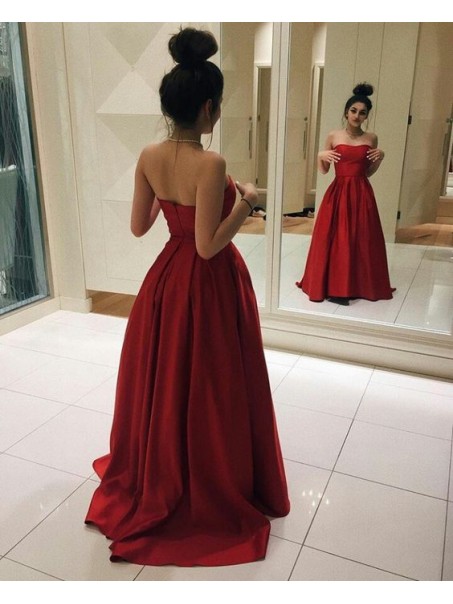 Long Red Strapless Prom Formal Evening Party Dresses 99602790
