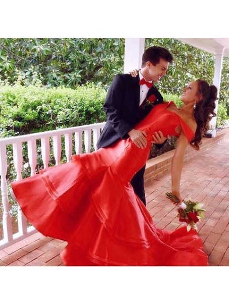 Mermaid Long Red Off-the-Shoulder Prom Formal Evening Party Dresses 99602791