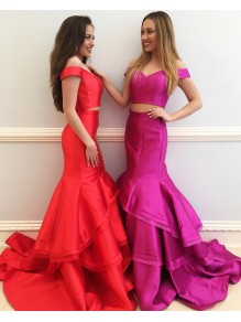 Mermaid Long Red Off-the-Shoulder Two Pieces Prom Formal Evening Party Dresses 99602792 Mermaid Long Red Off-the-Shoulder Two Pieces Prom Formal Evening Party Dresses 99602792