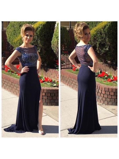 Long Blue Beaded Prom Formal Evening Party Dresses 99602815 Long Blue Beaded Prom Formal Evening Party Dresses 99602815
