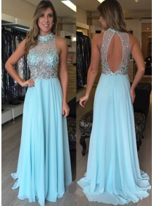Beaded Long Blue Prom Formal Evening Party Dresses 99602820