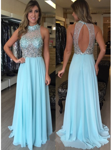 Beaded Long Blue Prom Formal Evening Party Dresses 99602820