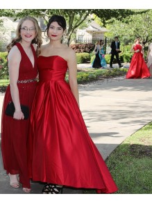 Long Red Strapless Prom Formal Evening Party Dresses 99602838