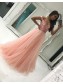 Beaded Long Pink Off-the-Shoulder Prom Formal Evening Party Dresses 99602859