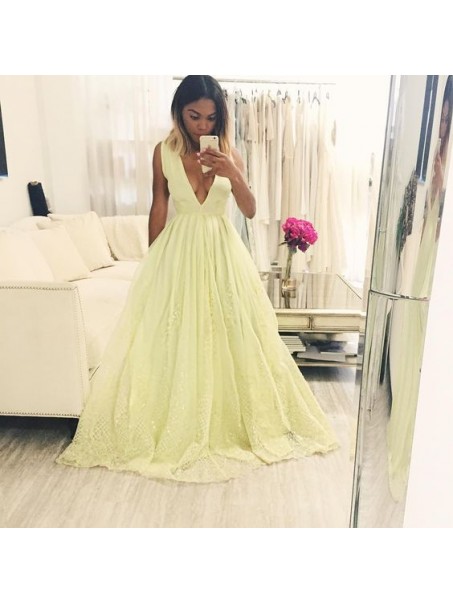 A-Line V-Neck Lace Long Prom Formal Evening Party Dresses 99602886 A-Line V-Neck Lace Long Prom Formal Evening Party Dresses 99602886