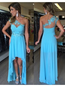 High Low One-Shoulder Lace Chiffon Short Prom Homecoming Cocktail Graduation Dresses 99602890