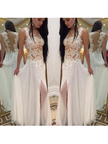 Long White Lace and Chiffon Prom Formal Evening Party Dresses 99602906 Long White Lace and Chiffon Prom Formal Evening Party Dresses 99602906