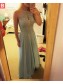 Long Green Lace Appliques and Chiffon Prom Formal Evening Party Dresses 99602907