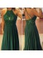 Long Green Lace Appliques and Chiffon Prom Formal Evening Party Dresses 99602907