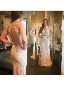 Mermaid Beaded Lace Appliques Long Prom Formal Evening Party Dresses 99602908