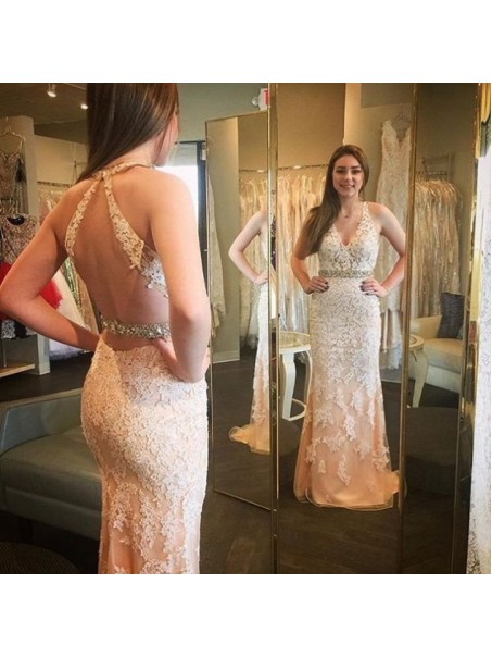 Mermaid Beaded Lace Appliques Long Prom Formal Evening Party Dresses 99602908