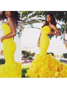 Mermaid Long Yellow Prom Formal Evening Party Dresses 99602911