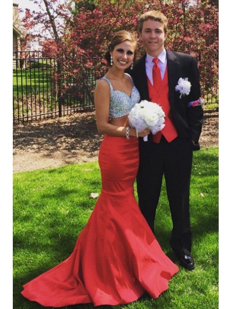 Beaded Two Pieces Mermaid Long Prom Formal Evening Party Dresses 99602913
