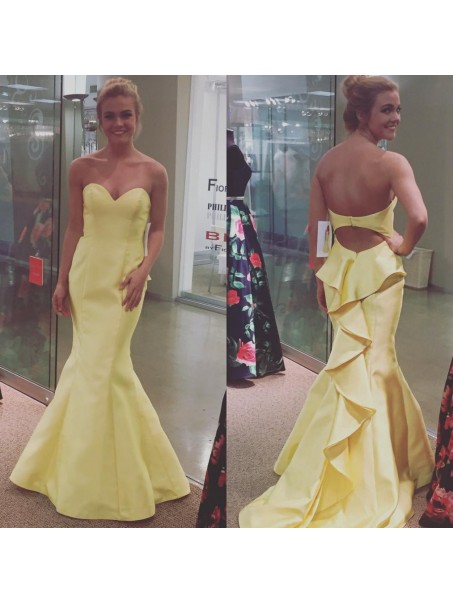 Mermaid Sweetheart Long Yellow Prom Formal Evening Party Dresses 99602916